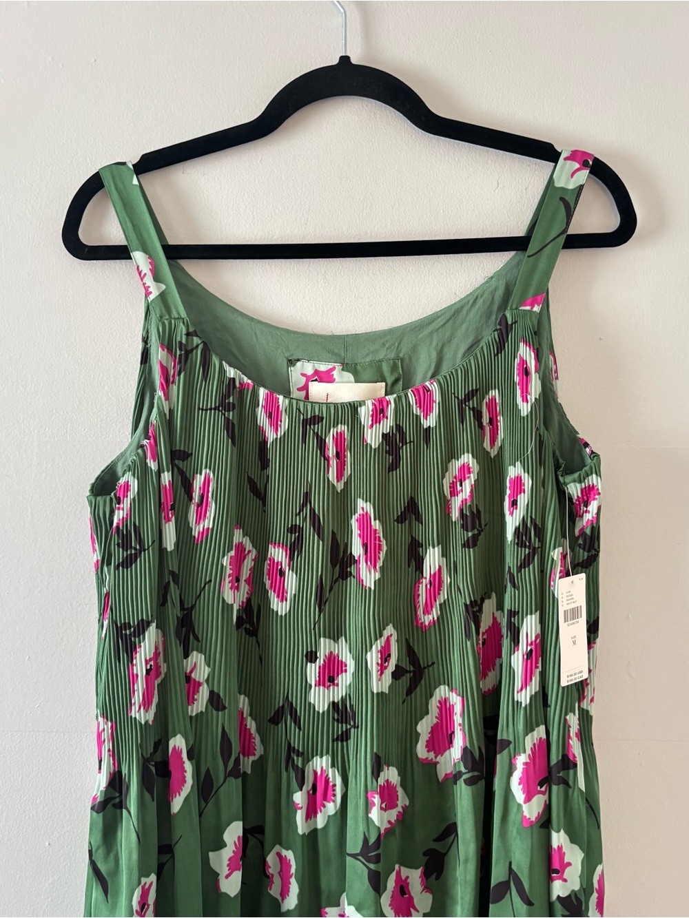 Anthropologie NWT Mireille Pleated Dress Midi Knee-Length Floral Print Green - Picture 4 of 7